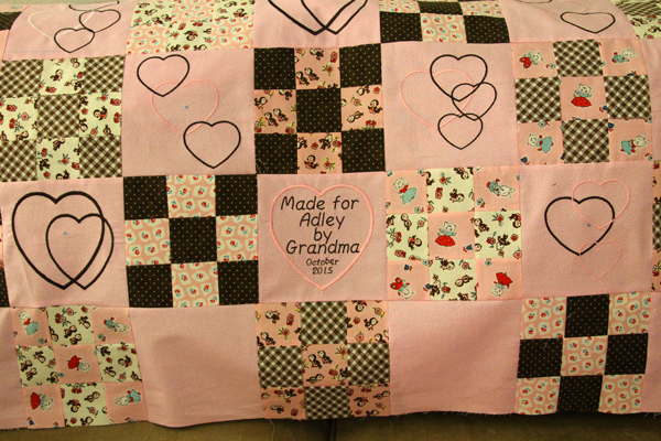 Made for Adley -- Heart and 9 Patch Quilt