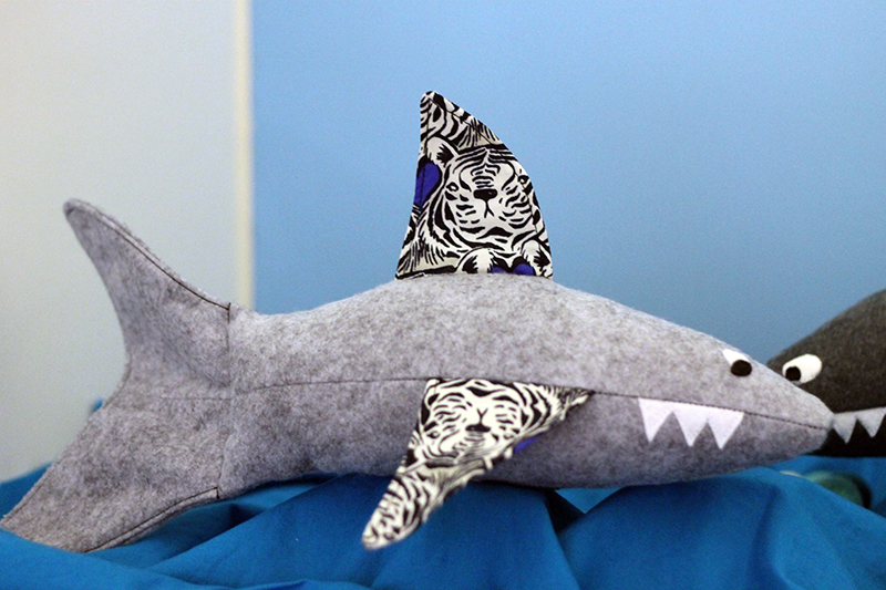 tiger shark with bluebird fabric