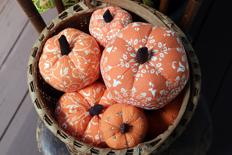 squirrelly girl fabric pumpkins