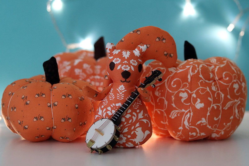 squirrelly girl fabric pumpkins