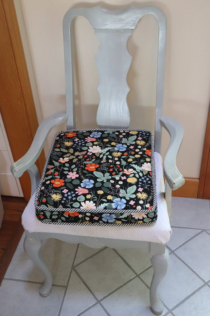 sewing room chair with rifle paper company fabric