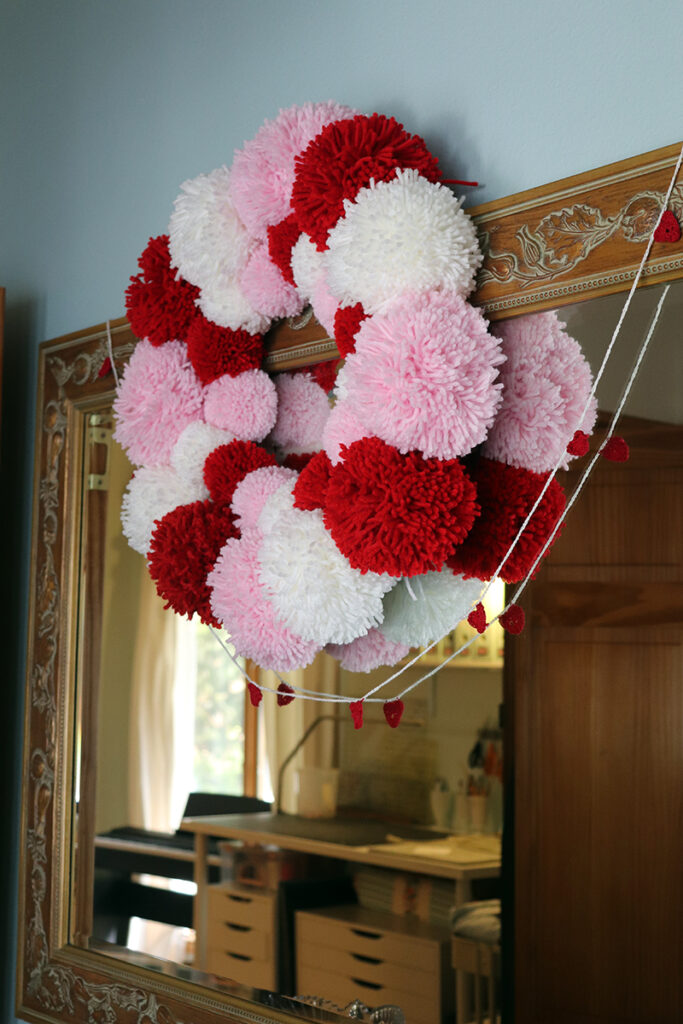 Valentine Pom Pom Wreath