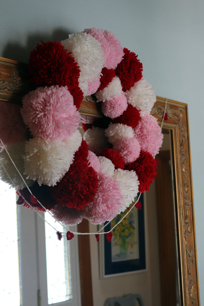 Valentine Pom Pom Wreath