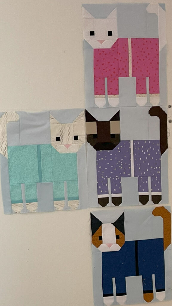 quilty progress, cats in pajamas